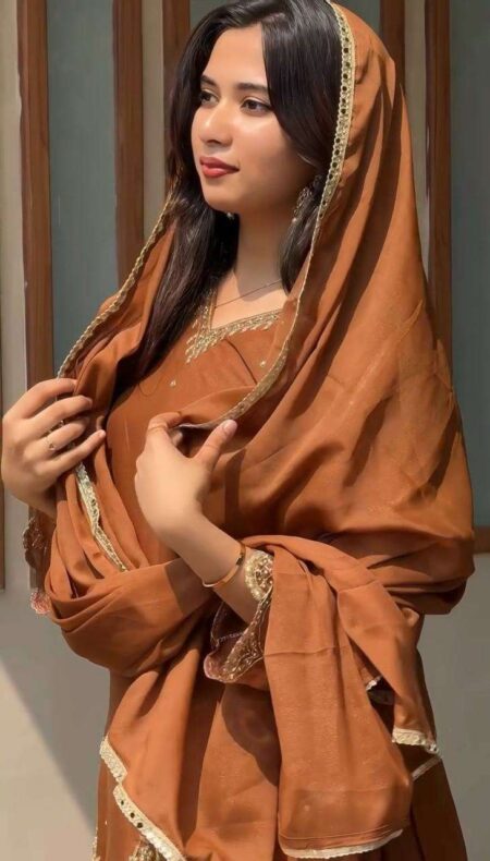 Women's Georgette Sequence Moti Work Straight Kurti With Salwar and Dupatta Set